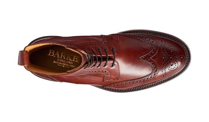 Barker Calder - Cherry Grain Wingtip Boot With Rubber Sole