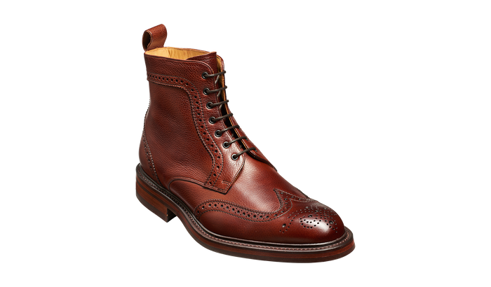 barker Calder - Cherry Grain Wingtip Boot with Rubber Sole