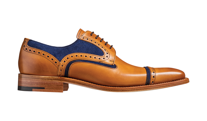 Barker Haig - Cedar Calf / Blue Suede Toe Cap Derby Shoe