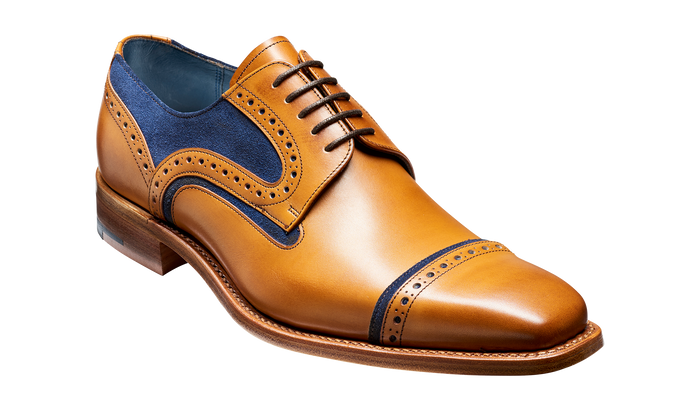 barker Haig - Cedar Calf / Blue Suede Toe Cap Derby Shoe