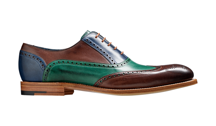 Barker Valiant Multi - Ebony / Green / Blue Hand Painted Oxford Brogue