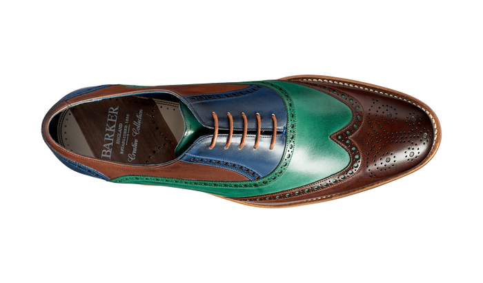 Barker Valiant Multi - Ebony / Green / Blue Hand Painted Oxford Brogue