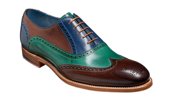 barker Valiant Multi - Ebony / Green / Blue Hand Painted Oxford Brogue