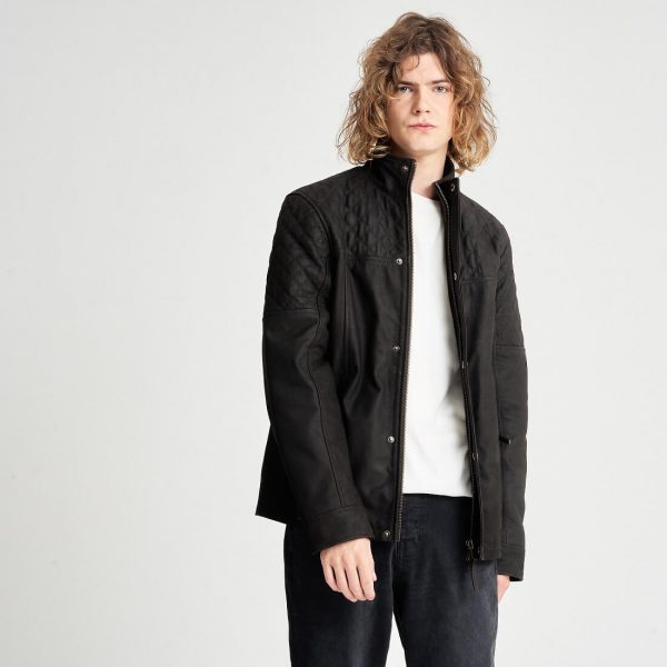 Barneys Originals Barney&Taylor Men’s Quilted Buffalo Leather Coat