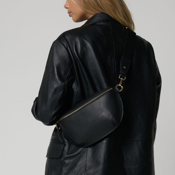 Barneys Originals Black Leather Crossbody Bag