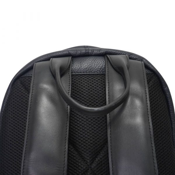 Barneys Originals Black Real Leather Backpack