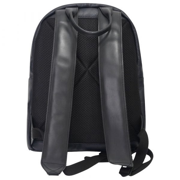 Barneys Originals Black Real Leather Backpack