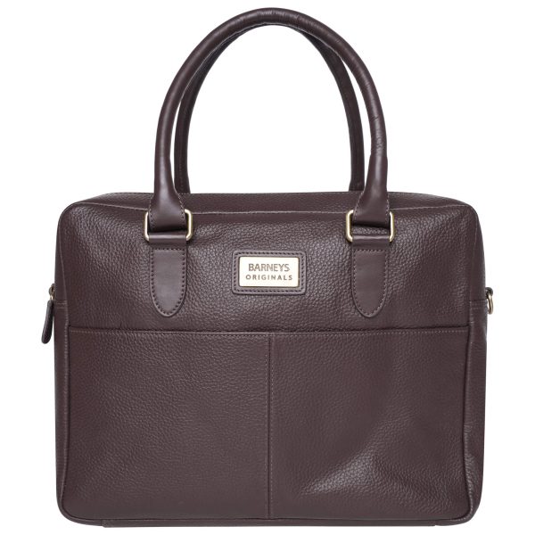 Barneys Originals Brown Leather Laptop Bag