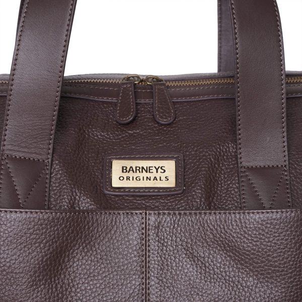 Barneys Originals Brown Real Leather Holdall Bag