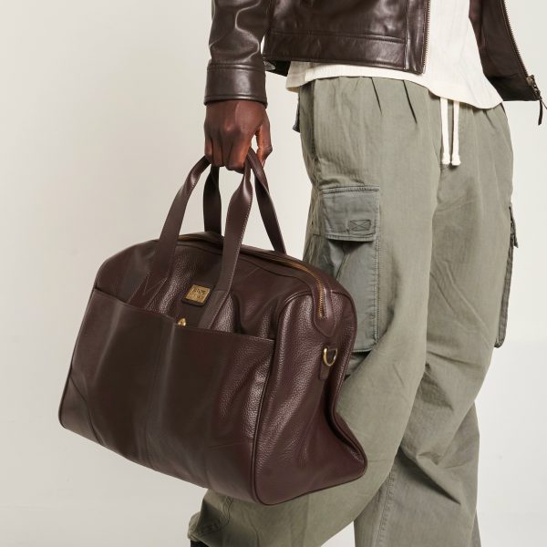 barneys originals Brown Real Leather Holdall Bag