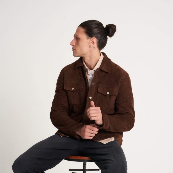 Barneys Originals Men’s Brown Suede Trucker Jacket