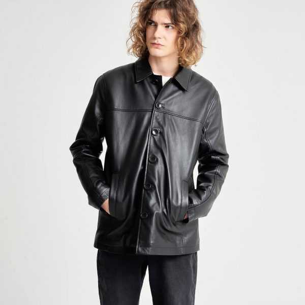 Barneys Originals Men’s Leather Reefer Jacket