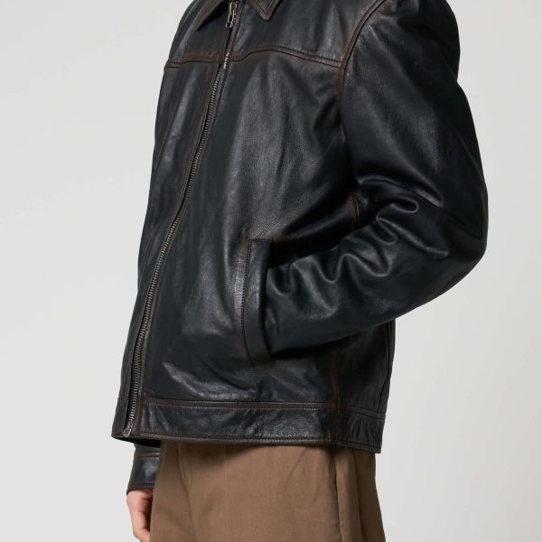 Barneys Originals Men’s Washed Leather Harrington