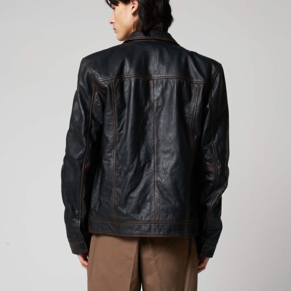 Barneys Originals Men’s Washed Leather Harrington