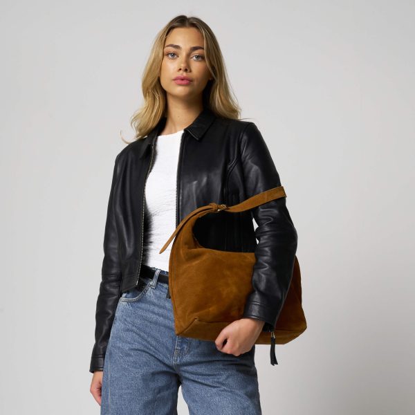 Barneys Originals Tan Suede Shoulder Bag