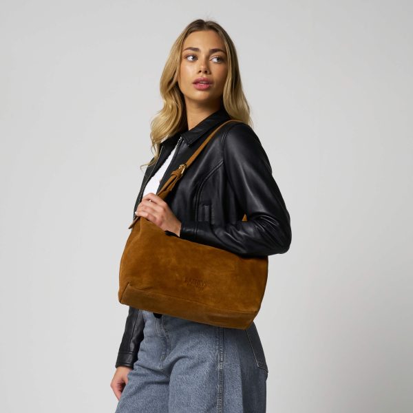 Barneys Originals Tan Suede Shoulder Bag