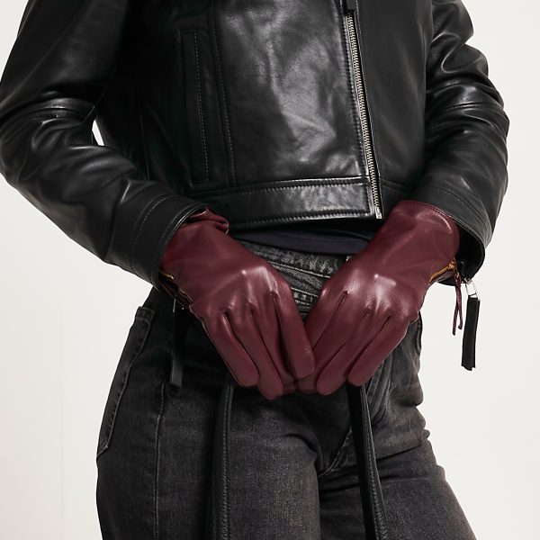 Barneys Originals Women’s Burgundy Leather Gloves