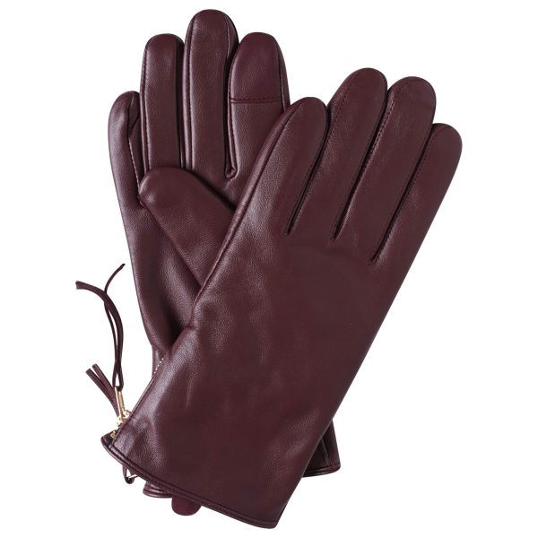 barneys originals Women’s Burgundy Leather Gloves