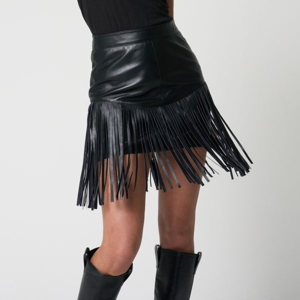Barneys Originals Women’s Leather Fringe Skirt