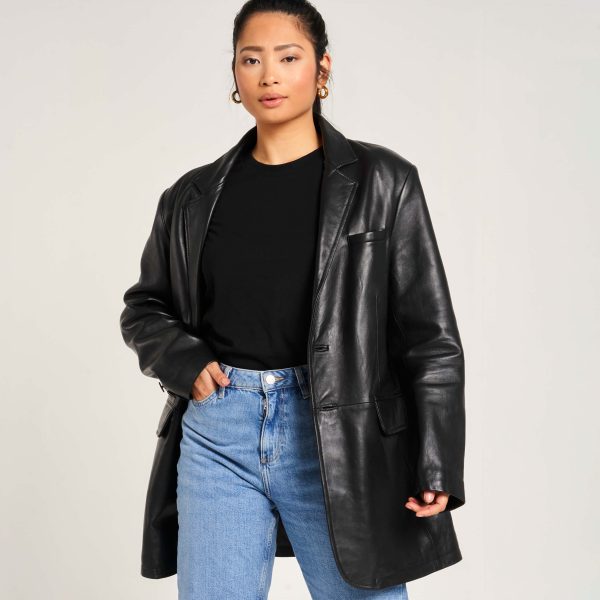 Barneys Originals Women’s Oversized Leather Blazer