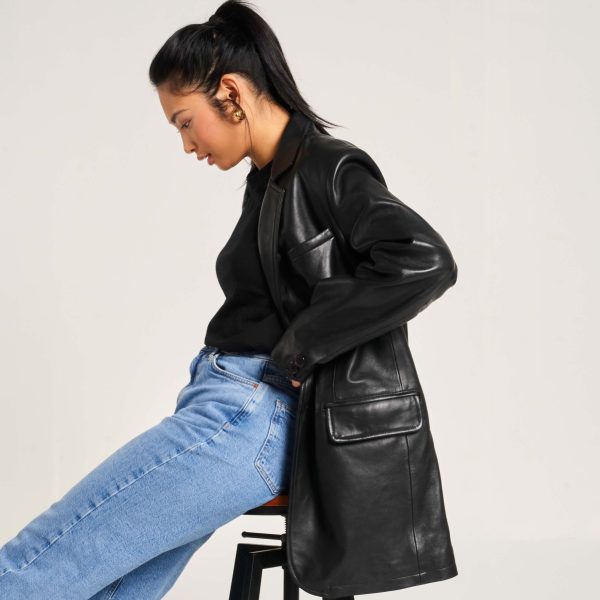 Barneys Originals Women’s Oversized Leather Blazer