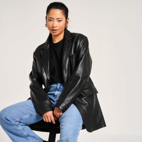 barneys originals Women’s Oversized Leather Blazer