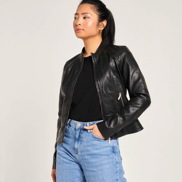 barneys originals Women’s Real Leather Moto Jacket