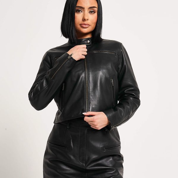 barneys originals Women’s Real Leather Moto Jacket