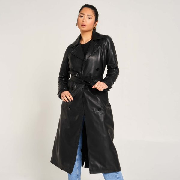 barneys originals Women’s Real Leather Trench Coat