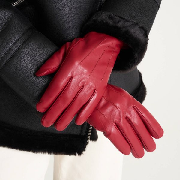 Barneys Originals Women’s Red Leather Gloves