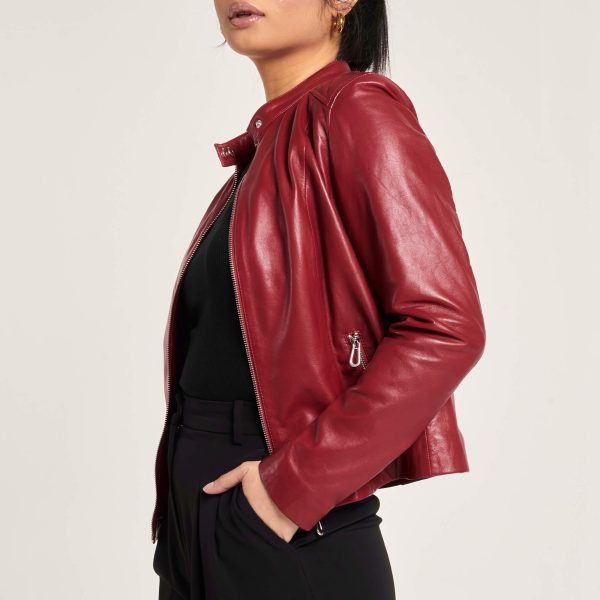 Barneys Originals Women’s Red Leather Racer Jacket