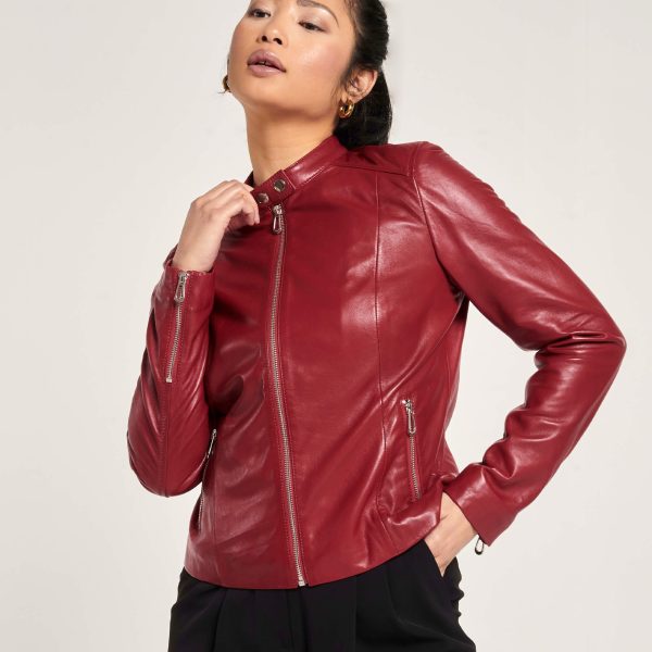 barneys originals Women’s Red Leather Racer Jacket