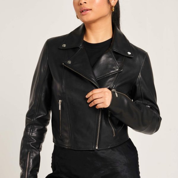 Barneys Originals Women’s Simple Leather Biker