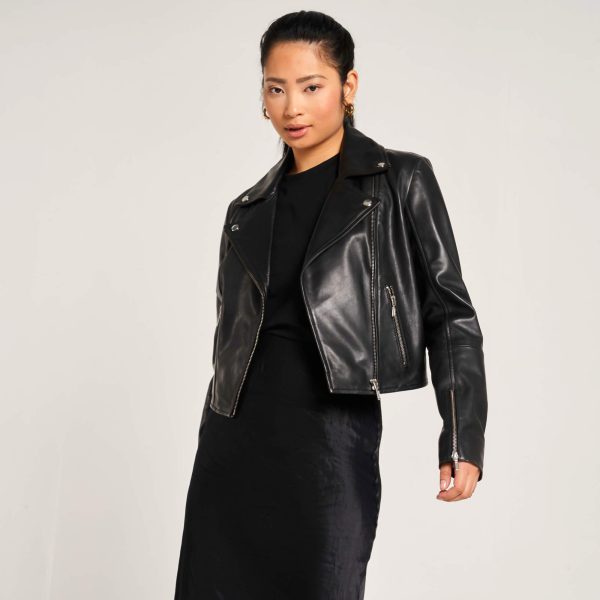 Barneys Originals Women’s Simple Leather Biker