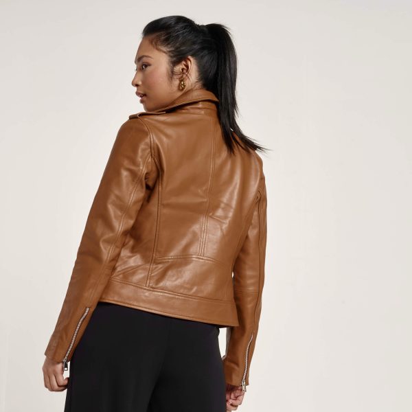 Barneys Originals Women’s Tan Leather Biker Jacket