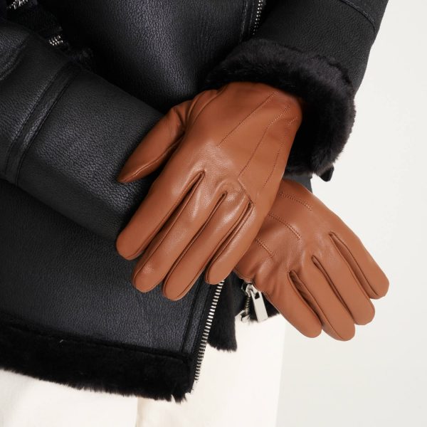 Barneys Originals Women’s Tan Real Leather Gloves