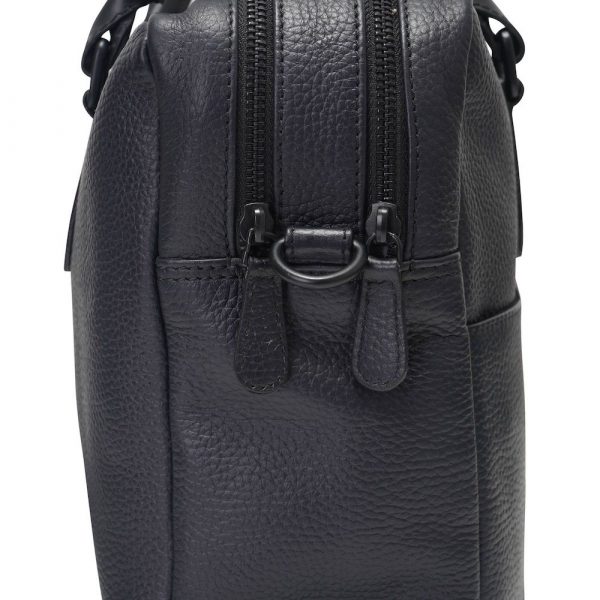 Barneys Originals Black Real Leather Black Messenger Bag