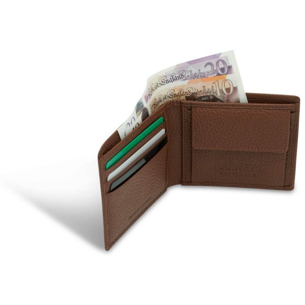 Barneys Originals Brown Textured Leather Wallet With Coin Purse