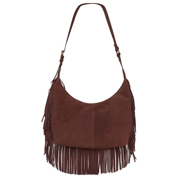 Barneys Originals Chocolate Brown Cow Suede Tassel Bag
