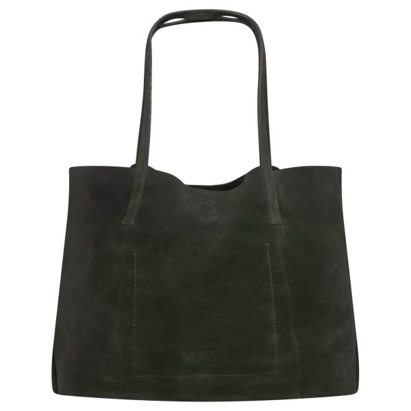 Barneys Originals Dark Green Cow Suede Everyday Tote Bag