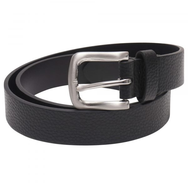 Barneys Originals Men’s Black Textured Leather Belt With Silver Buckle
