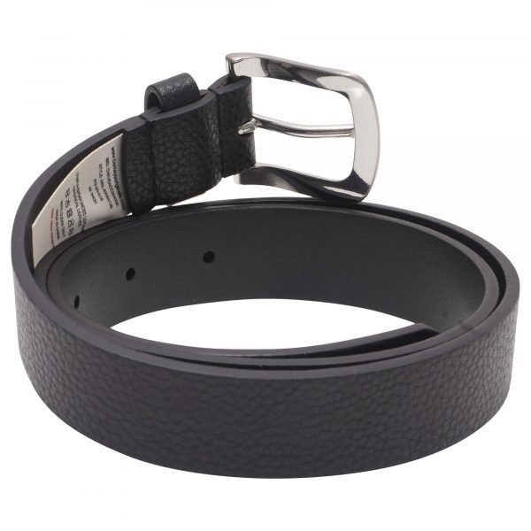 Barneys Originals Men’s Black Textured Leather Belt With Silver Buckle