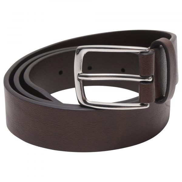 barneys originals Men’s Brown Bonded Leather Belt with Silver Buckle
