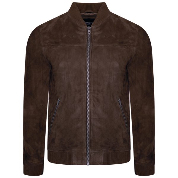 Barneys Originals Men’s Chocolate Brown Goat Suede Bomber Jacket