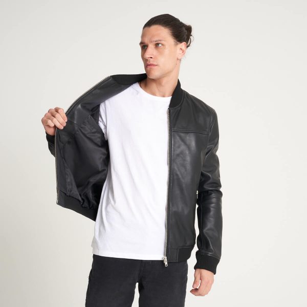 Barneys Originals Men’s Fine Milled Leather Bomber Jacket