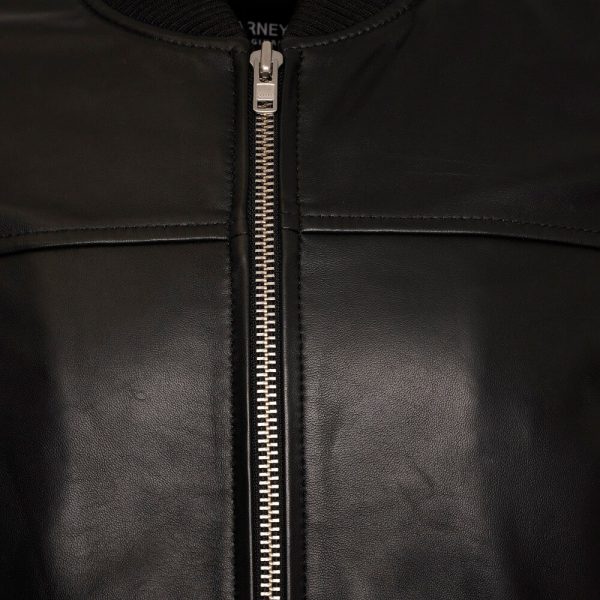 Barneys Originals Men’s Fine Milled Leather Bomber Jacket