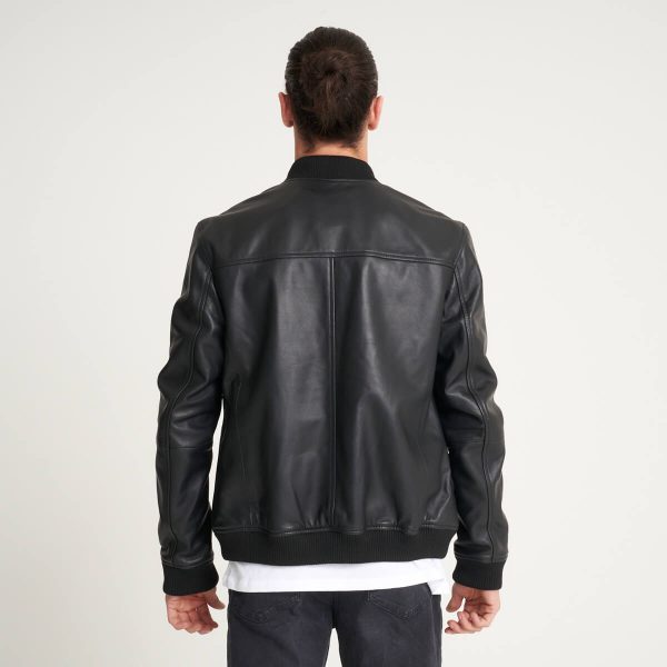 Barneys Originals Men’s Fine Milled Leather Bomber Jacket