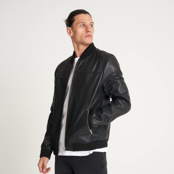 barneys originals Men’s Fine Milled Leather Bomber Jacket