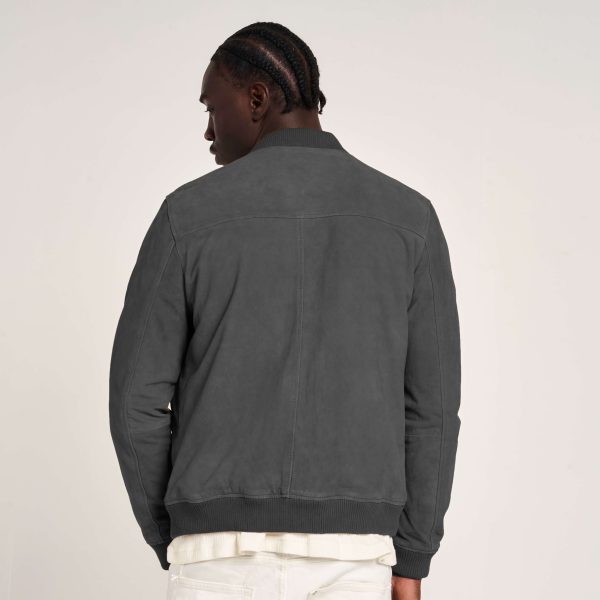 Barneys Originals Men’s Grey Goat Suede Bomber Jacket