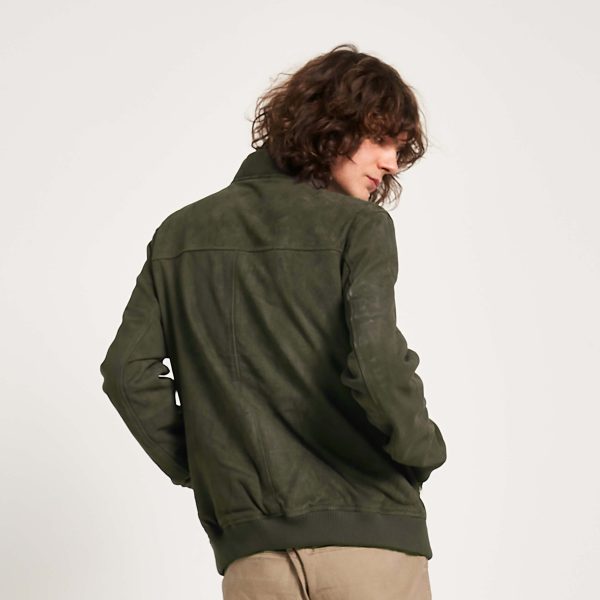 Barneys Originals Men’s Khaki Goat Suede Bomber Jacket